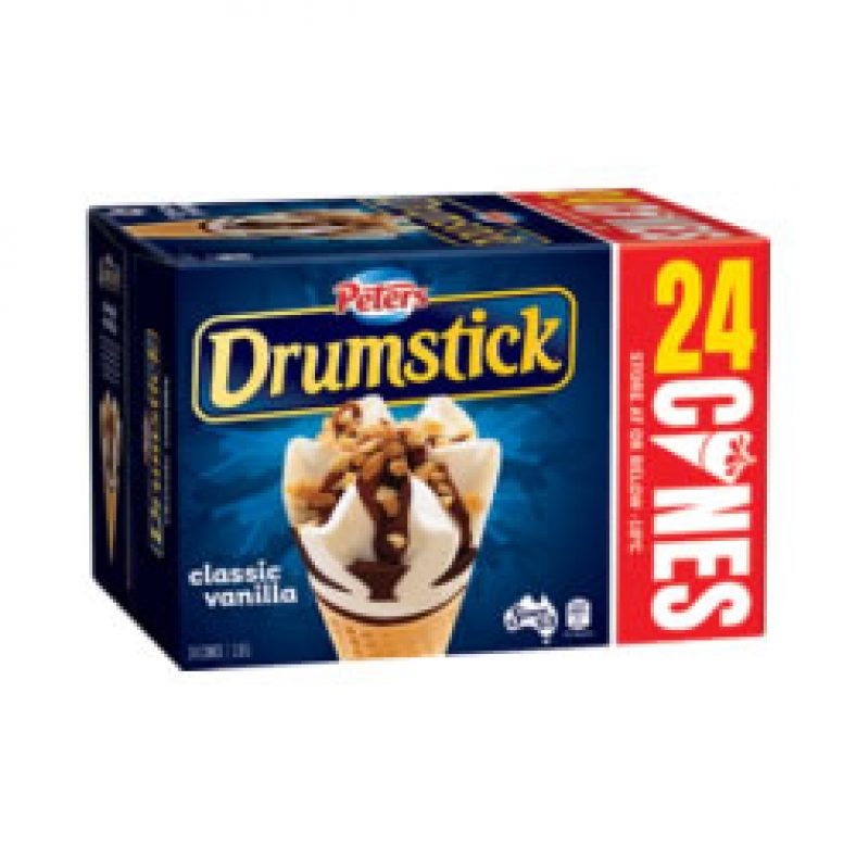 Peters Drumstick 24 Pack Classic Vanilla Ice Cream 17.99 (70c each)