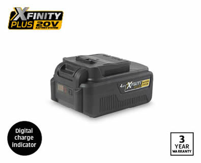 Workzone 20V cordless drill battery with power indicator