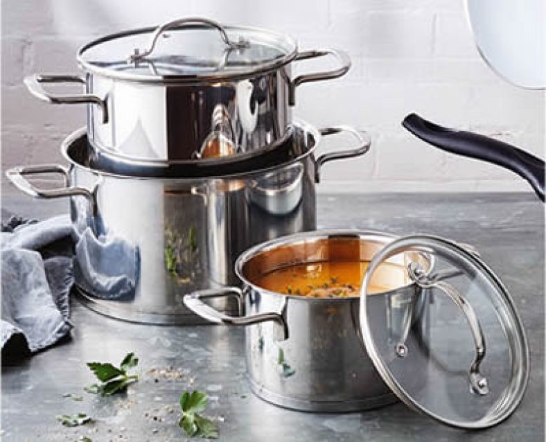 Crofton Stainless Steel Pot Set 3pc 49.99 ALDI